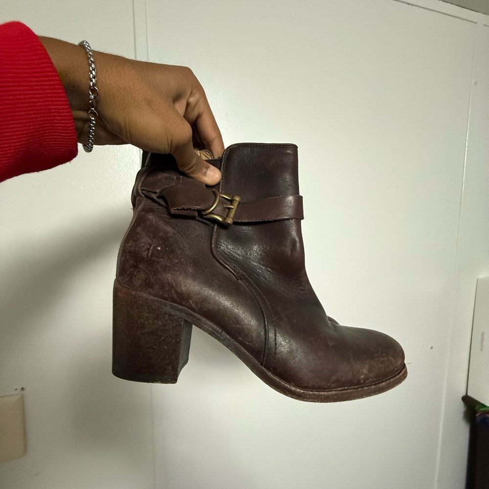 Frye Dark Brown Leather Heeled Boots